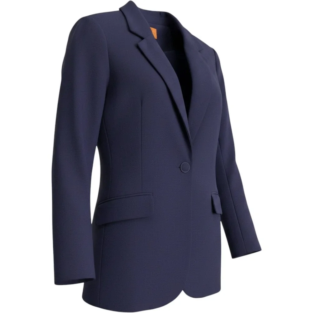 Mary Crafts Womens Royal Blue Single Button Stretch Blazer Jacket  Size 8